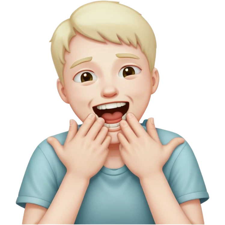 Person choking themselves with their hands and laughing emoji