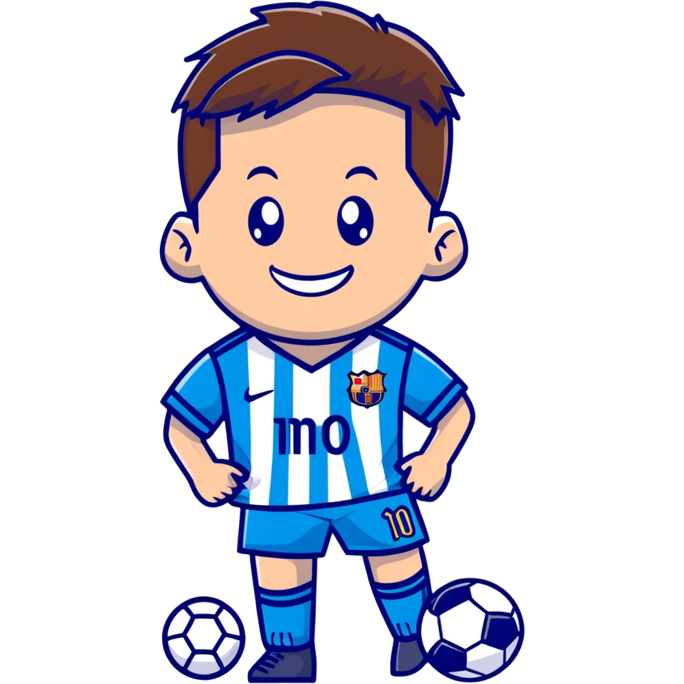 lionel messi smiling wearing a blue and white striped soccer jersey emoji