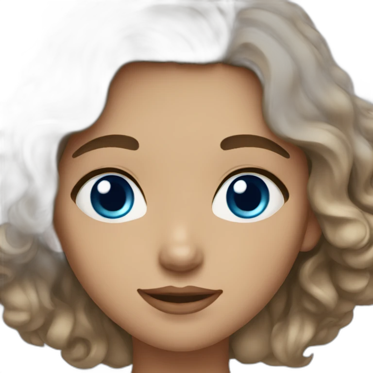 a light skin, short wavy brown haired girl with blue eyes emoji