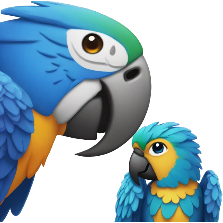 close up view of blue parrot to the left emoji