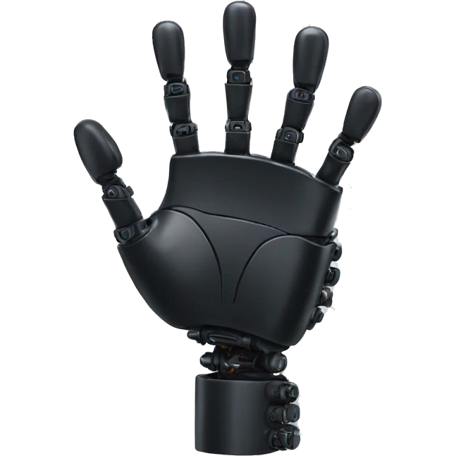 black robotic waving hand emoji