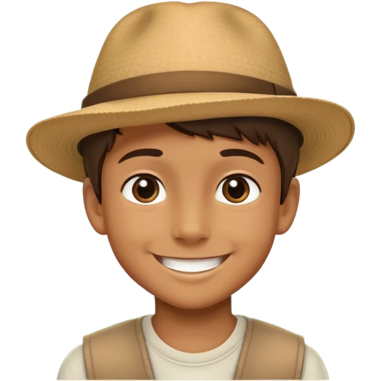 smiling boy in hat outdoors emoji