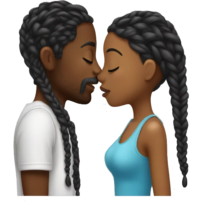 Black guy with braids kissing his girlfriend  emoji