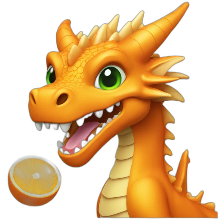 Orange dragon Green eyes eating emoji