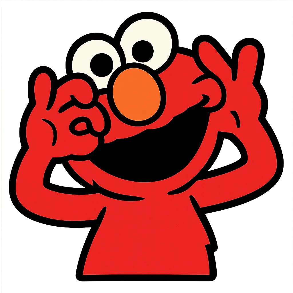 Elmo making a silly face emoji