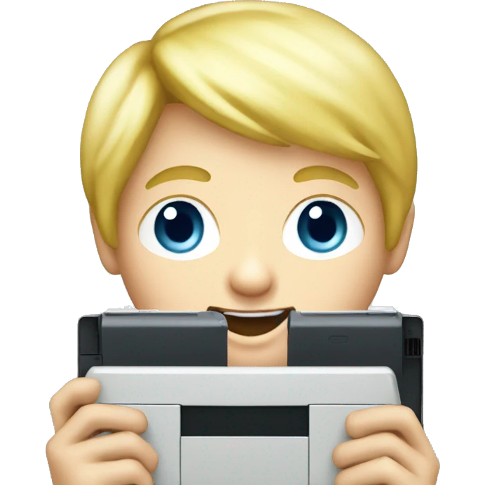 blonde boy playing nintendo ds emoji