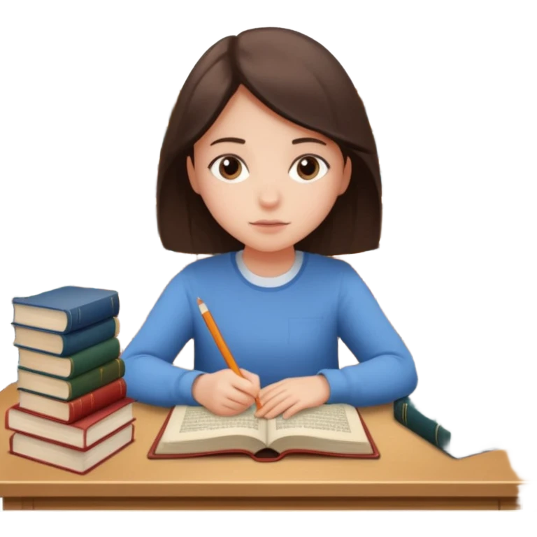 Девушка, которая готовится к IELTS с книгами от Cambridge emoji