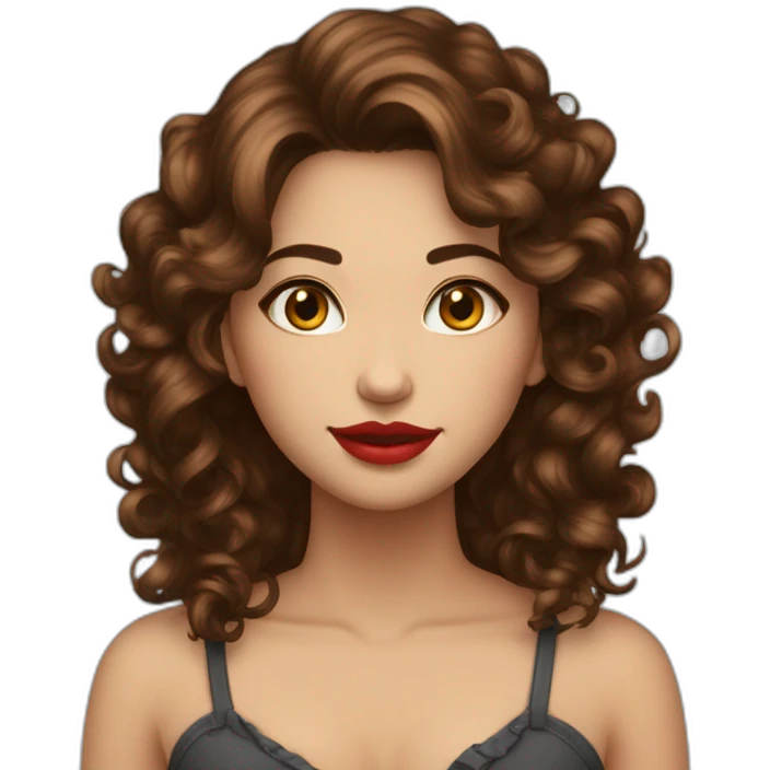 Femme brune cheveux bouclés avec rouge rouge fleuri blanche emoji