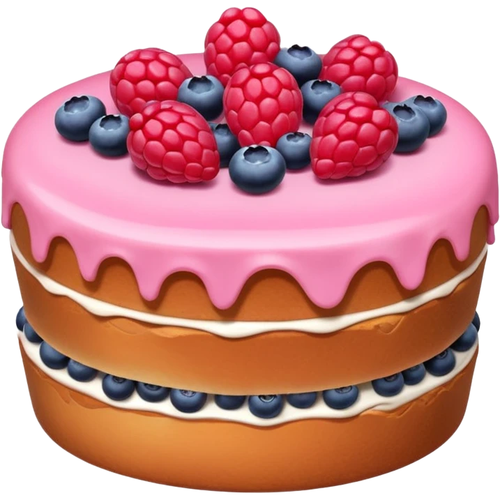 Una torta rosa con sopra mirtilli e lamponi emoji