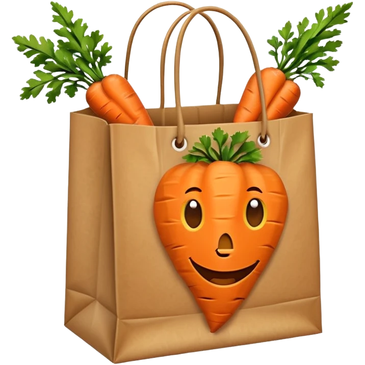paper shopping bag with carrot. Transparent background emoji
