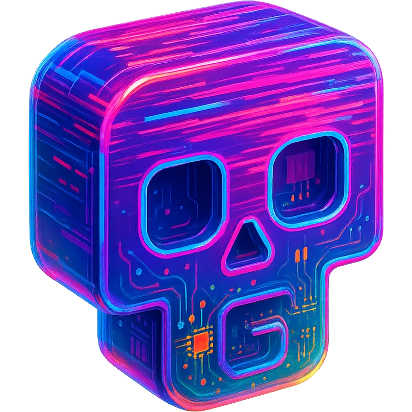 devpunks logo, glitch art, digital distortion, electric colors, futuristic style emoji