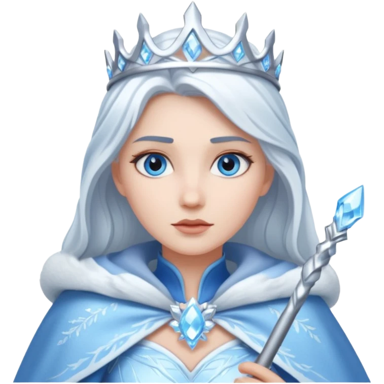 Ice Queen – silver wand + frost cape. emoji