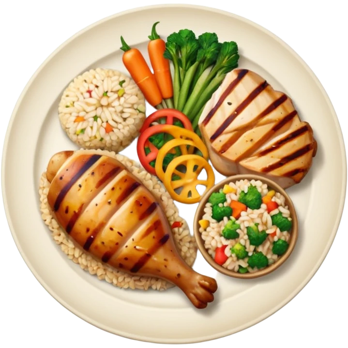 бела тарелка с едой разделена по методу тарелки, на половине лежат овощи, по четверти на ней мясо и крупа emoji