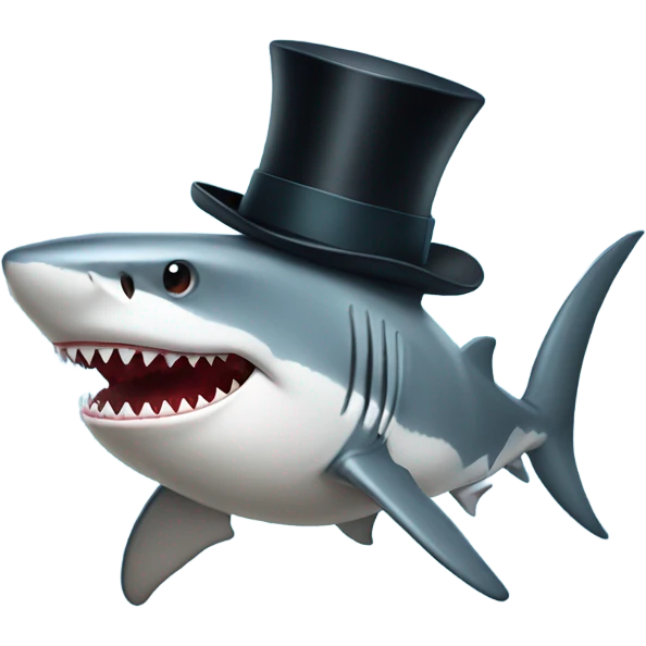 Shark with a top hat emoji