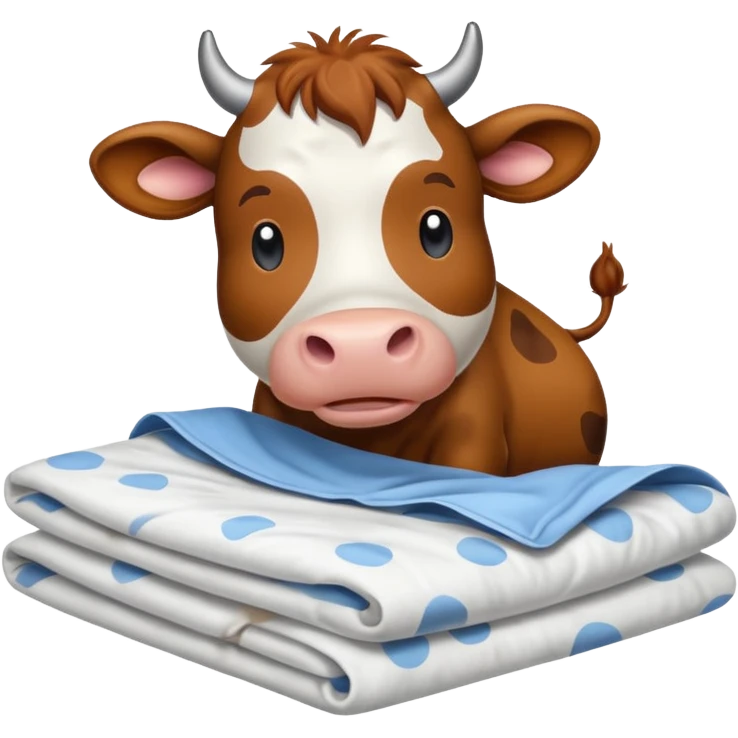 cartoon cow pressing bedsheets emoji