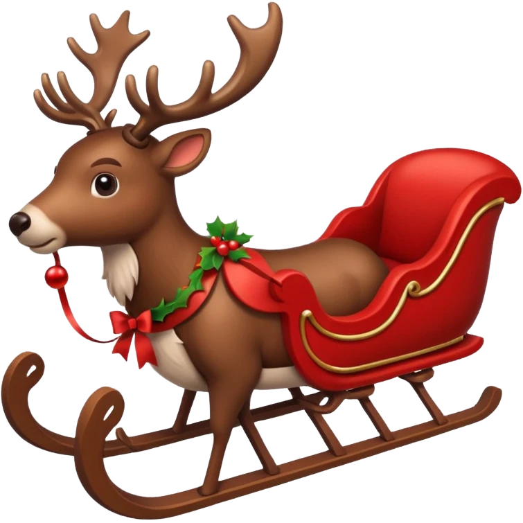 Reindeer on a sleigh with bow emoji