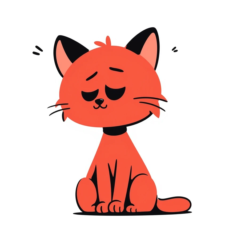 A cute sad red cat emoji