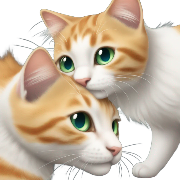 Romantic fluffy cute young cat couple in love  emoji