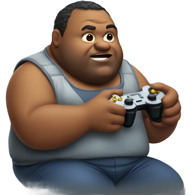 Fat man playing video games emoji