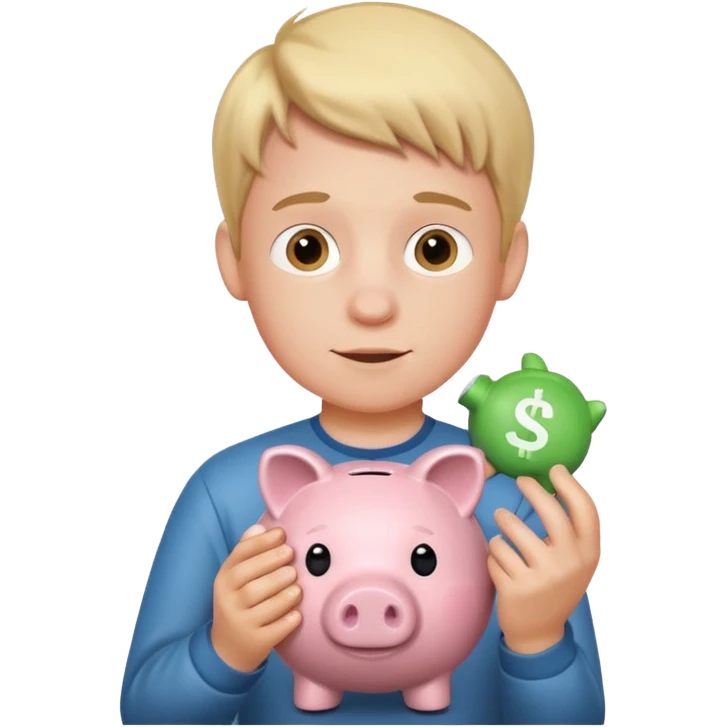 boy  with piggy bank emoji