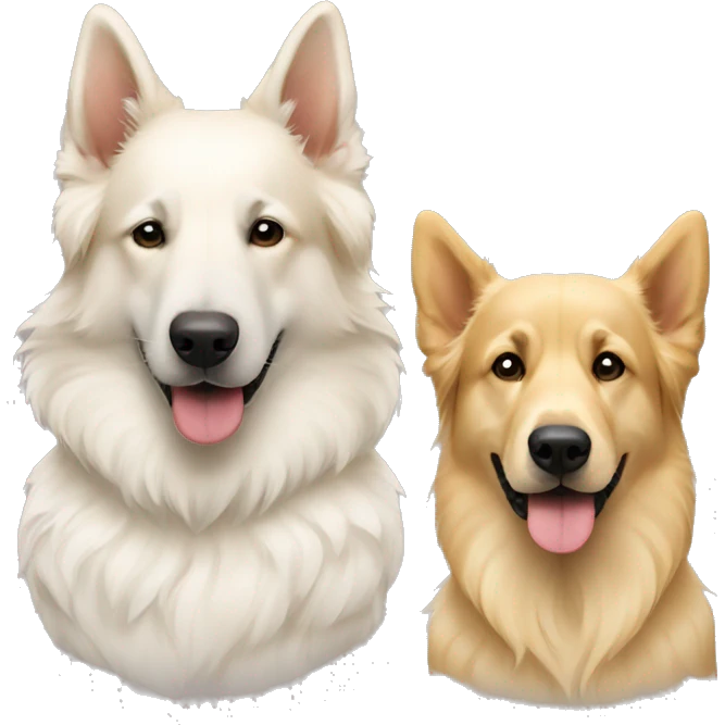 WHITE colored German shepherd and golden retriever together emoji
