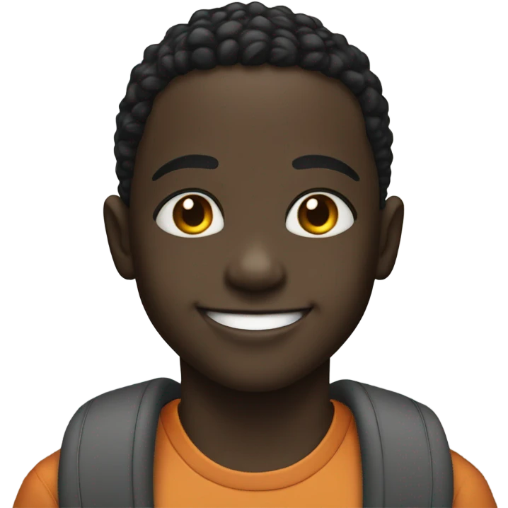 Young black boy smiling  emoji