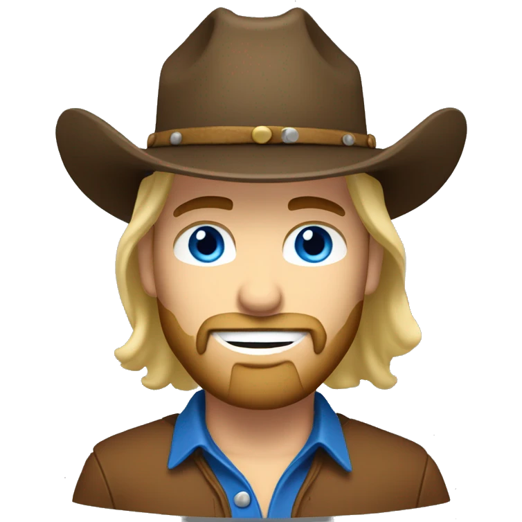 Blonde hair blue eye guy with a beard wearing brown cowboy hat emoji