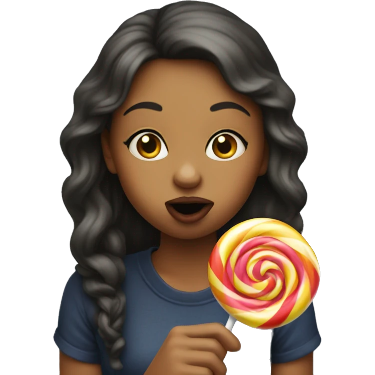 Girl sucking lollipop emoji