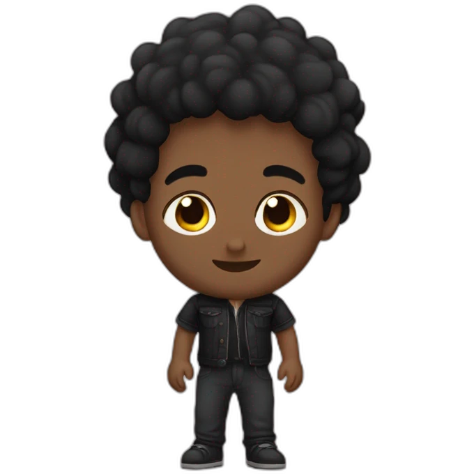 Chico con piel monera, pelo gis y negro, babarba oscura, baialando emoji