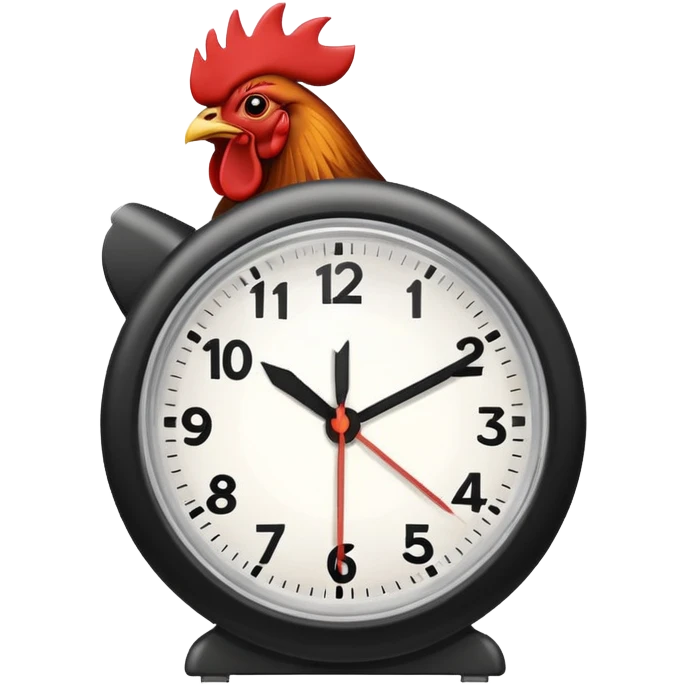Computer alarm clock around rooster emoji