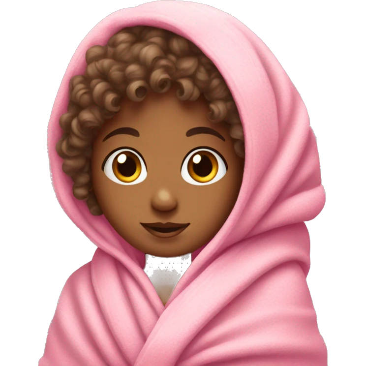little girl with curly hair wrapped in a pink towel emoji