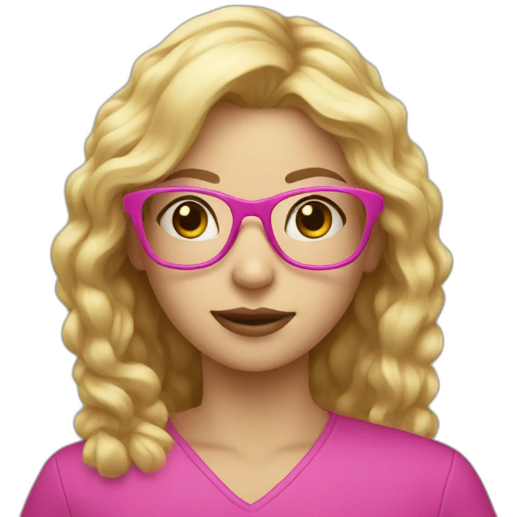 Blonde hair girl with pink glasses and a broom emoji