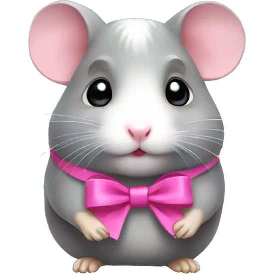 grey hamster with pink bow emoji