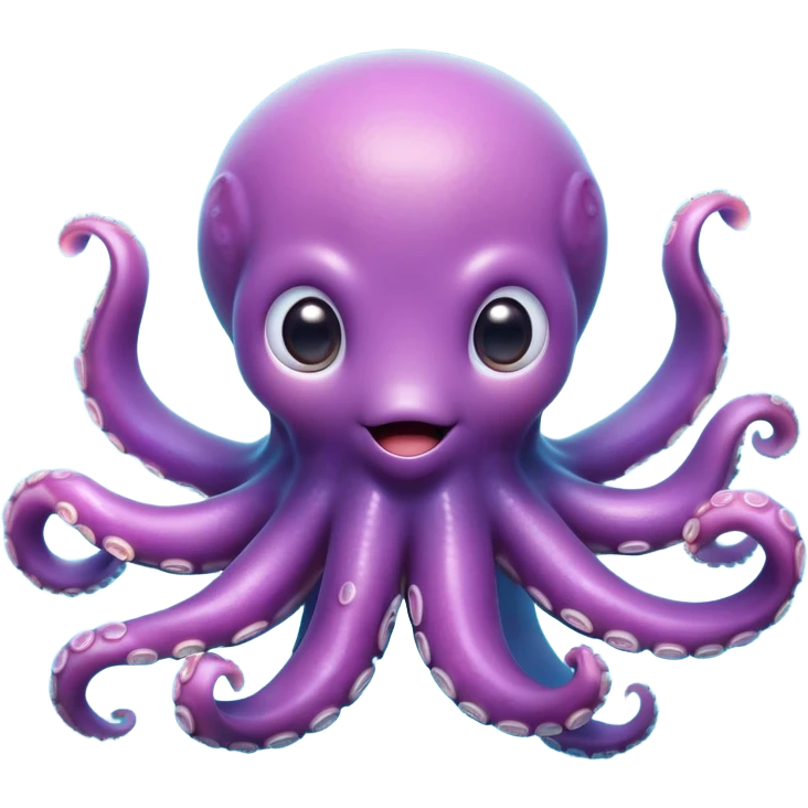 Cinematic Cute Octopus Portrait Emoji, Head tilted playfully and inquisitively, featuring a charming, rounded body with soft, shimmering skin and eight expressive, gently curling arms with playful suckers, with round, sparkling eyes full of wonder, Simplified yet irresistibly adorable features, highly detailed, glowing with a warm, inviting underwater glow, high shine, affectionate and lively, stylized with a touch of whimsical marine charm, soft glowing outline, capturing the essence of a mischievous yet loving octopus that seems as if it could float out of the screen into your arms! emoji