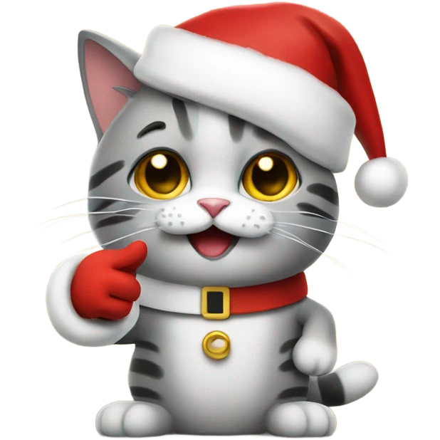 Cat dressed up as santa giving thumbs up emoji