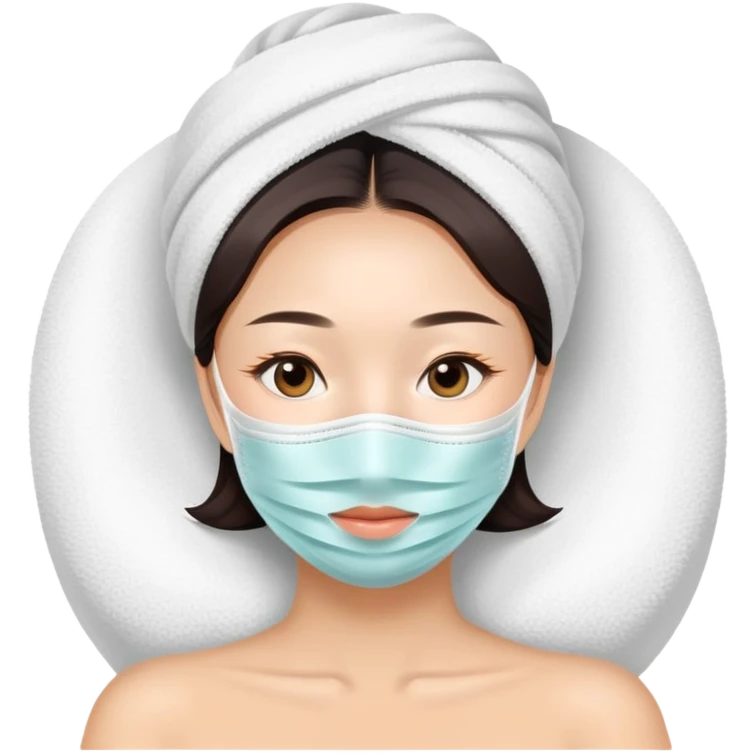 Lady with face mask spa beauty full face relaxing emoji