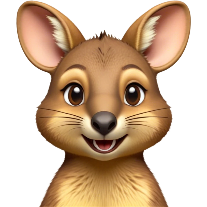 Cinematic Comical Wallaby Portrait Emoji, Head tilted dramatically with an exaggeratedly amused expression, featuring a striking tan and brown fur with wide, expressive eyes filled with playful disbelief, Simplified yet hilariously expressive features, highly detailed, glowing with a slightly sassy glow, high shine, dramatic yet playful, stylized with an air of cheeky outback mischief, bright and endearing, soft glowing outline, capturing the essence of a spirited and over‐the‐top wallaby, so meme‐worthy it feels like it could bounce its way into internet fame instantly! emoji