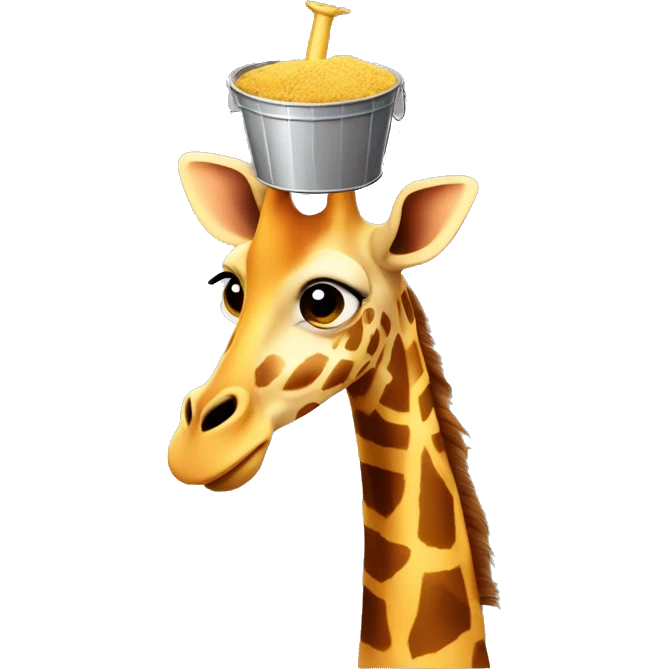  giraffe with a bucket on his head emoji