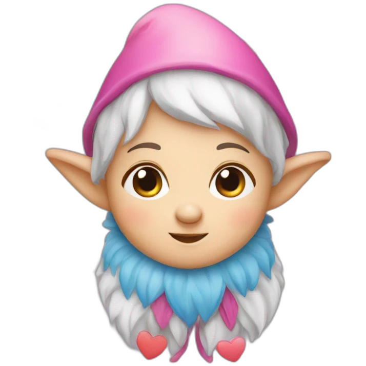 Cute gnome with hearts around them and on their eyes emoji