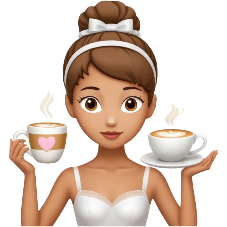 give me a ballerina with a cappuccino mug as her head emoji