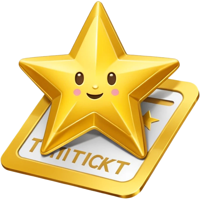 A cute 3D Stylized icon of Star Ticket Pass Icon emoji