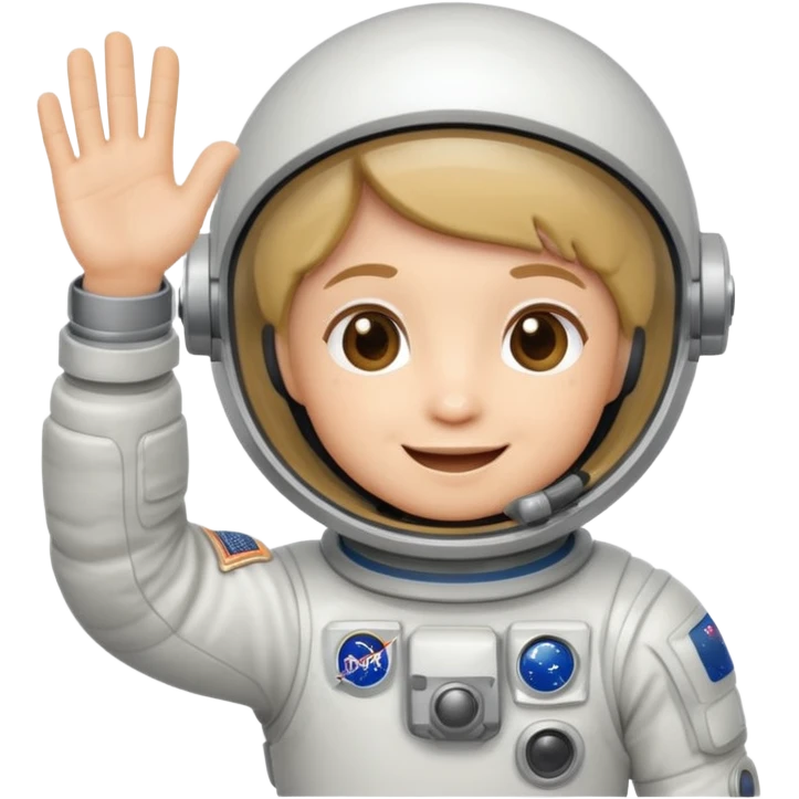 chibi astronaut waving, happy emoji