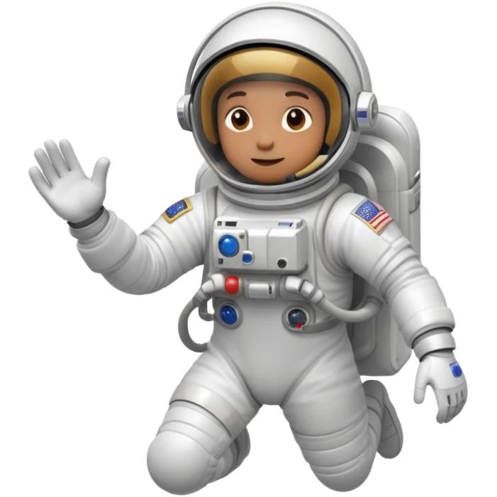 astronaut in white space suit with helmet, gloves and backpack floating in space emoji