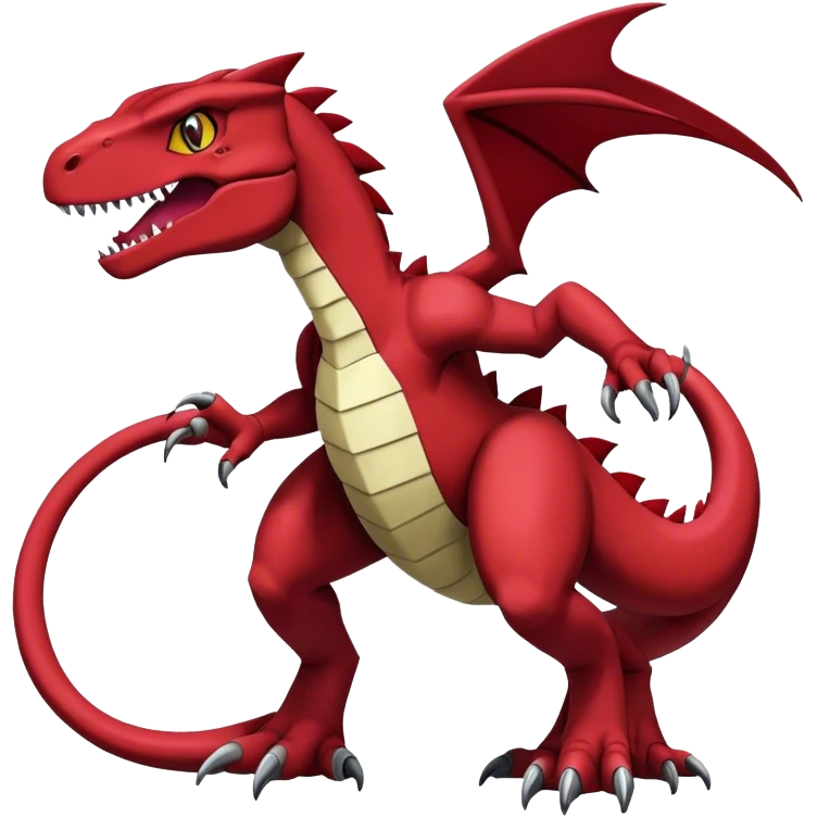  Cool Edgy Handsome Dark Maroon Guilmon-Charmeleon-Digimon-Fakemon-Velociraptor full body emoji