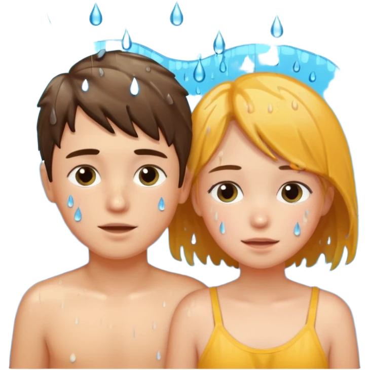 A nakid boy and girl in the shower together emoji