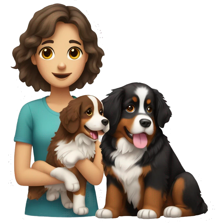 Bernese mountain dog with girl with brown hair emoji