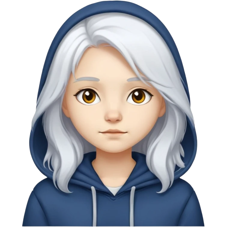 girl wear hoodie with British Longhair white hair emoji