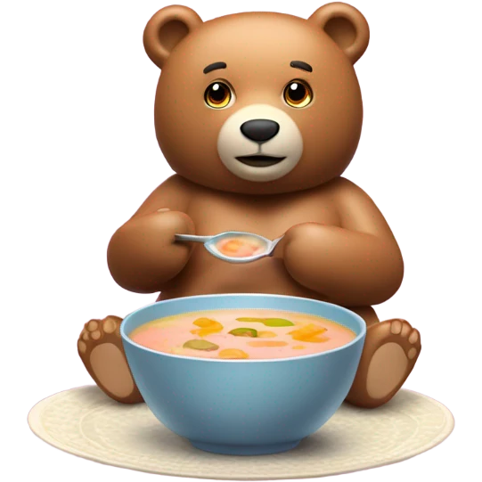 Pink bear eating soup emoji