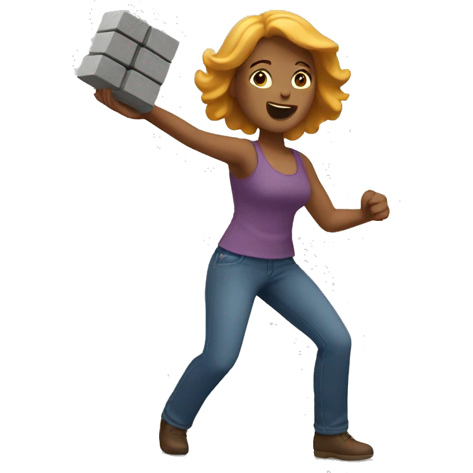 Woman tossing brick emoji