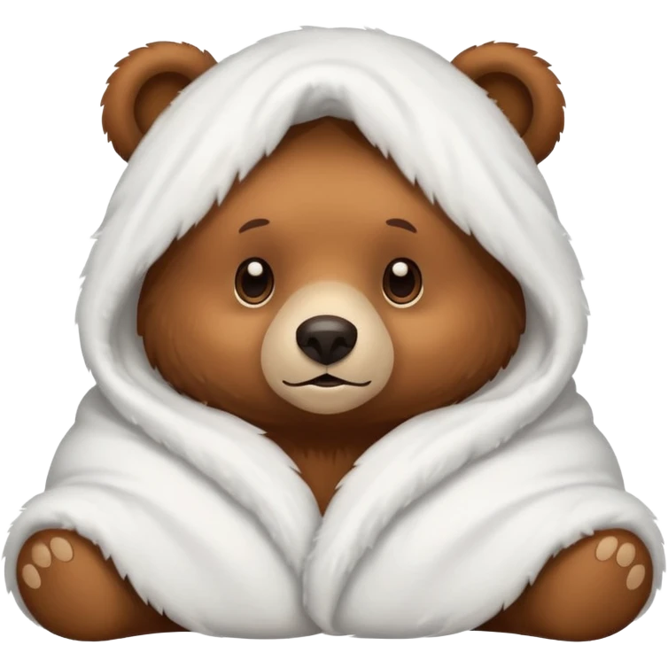Bear cozy in white blanket emoji